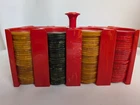 Marble Catalin Red Swirl Bakelite Poker Chip Caddy & Swirl Chips Vtg 203 Chips