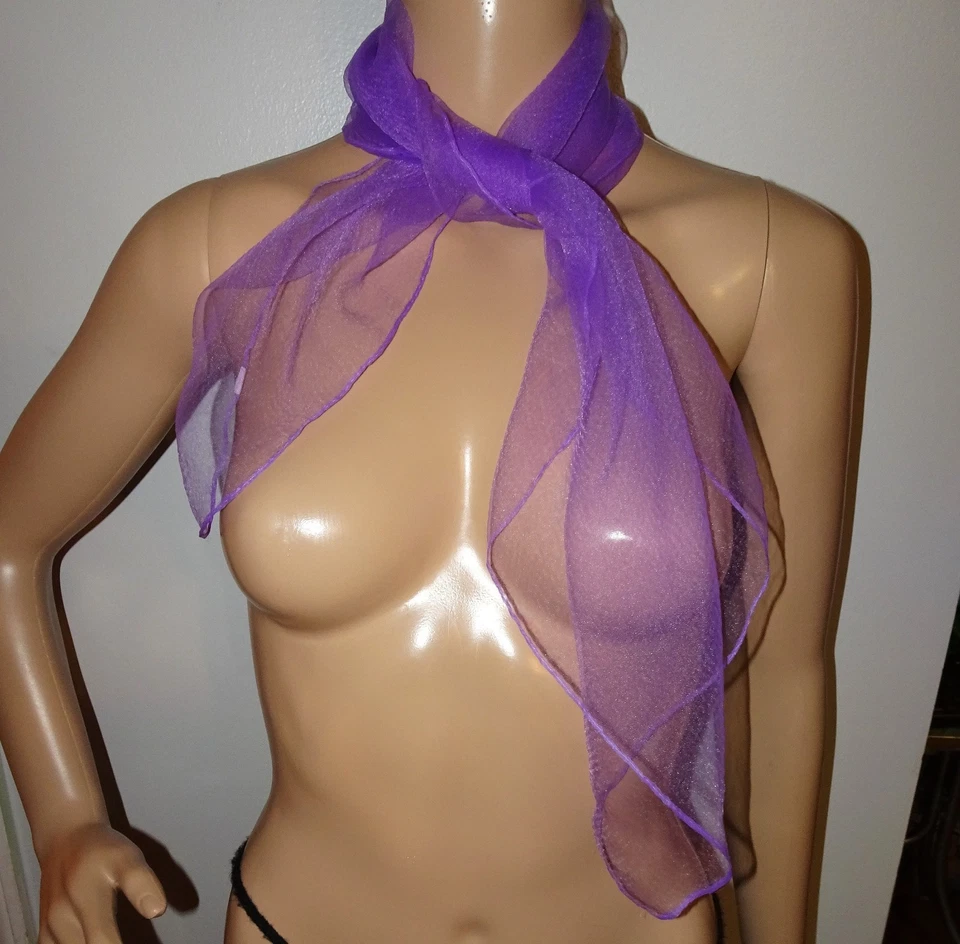 Bufanda vintage de nailon púrpura pinup retro rockabilly bandana lazo bufanda Foto 3 de 4