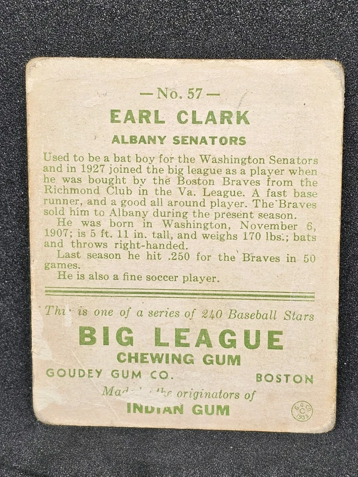 1933 🔥 Goudy Earl Clark #57 - Image 2 of 4