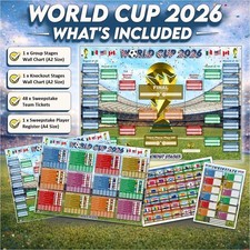 World Cup 2026 Wall Chart & Sweepstake Kit,  A2 Tournament Poster