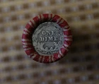 ROLL OF OLD PENNIES-SILVER BARBER "S-MINT" DIME-Read to Get FREE SHIPPING-1374