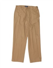 IZOD Mens Classic Fit Straight Chino Trousers W34 L32 Beige Cotton DV22