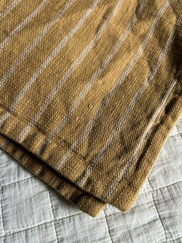 Pottery Barn Mustard Yellow Striped Pillow Covers Cotton PAIR 18 X 18 - Image 3 of 4