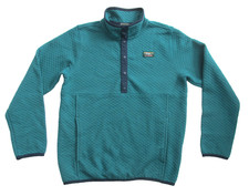 LL Bean Kids Teal Green Quilted Pullover Sweatshirt Quarter Snap Size M 10-12