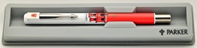2002 Parker Vector Tintenroller mit Gibratar Logo und Wappen auf Clip im Etui