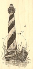 LIGHTHOUSE HATTERAS Wood Mounted Rubber Stamp Impression Obsession F1175 NEW