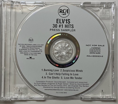 Elvis Presley 30 #1 Hits 5 Track In Store Listening Station Promo Sampler CD - Picture 2 of 2