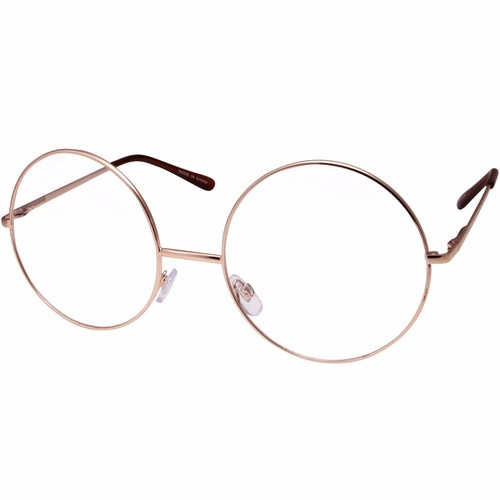 EXTREME OVERSIZED Large XXL Round Metal Eye Glasses Big Frame Circle Clear Lens