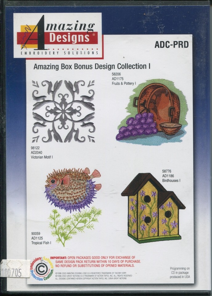 Amazing Designs Embroidery Solutions CD Collection Software Win 98 ...