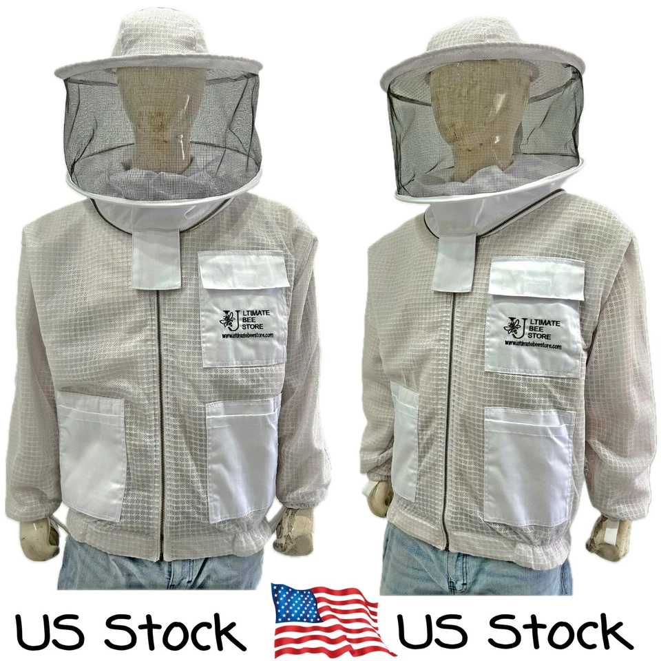 ULTIMATE BEE STORE THREE LAYER MESH ULTRA VENTILATED BEEKEEPERS BEE JACKET ROUND VEIL SUPER COOL