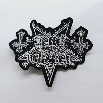 Dark Funeral Old Logo White Shaped    EMBROIDERED PATCH