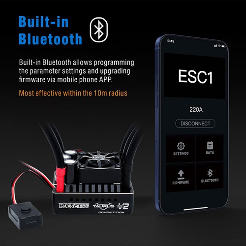 ROCKET-RC 220A Brushless ESC 2-4S 7.4V/6A BEC Heatsink for 1/8 RC Car Buggy - Picture 4 of 13