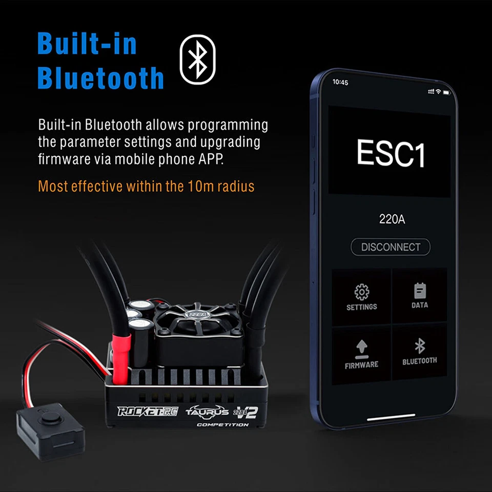 ROCKET-RC 220A Brushless ESC 2-4S 7.4V/6A BEC Heatsink for 1/8 RC Car Buggy - Image 4 of 4