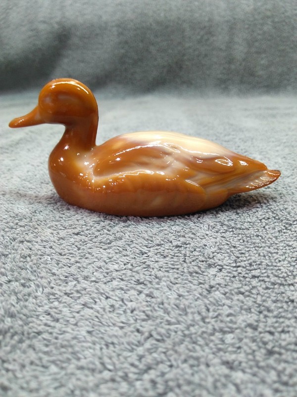 Fenton Art Glass Chocolate Slag Mallard Duck 100th Year Anniversary 2005