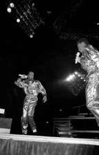 Michael Bivins and Ronnie Devoe of New Edition performs at the Me- 1988 Photo