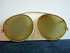 Ray Ban USA B L ROUND CLIP ON SUNGLASSES ETCHED GOLD Vtg. '40s'/'50s'