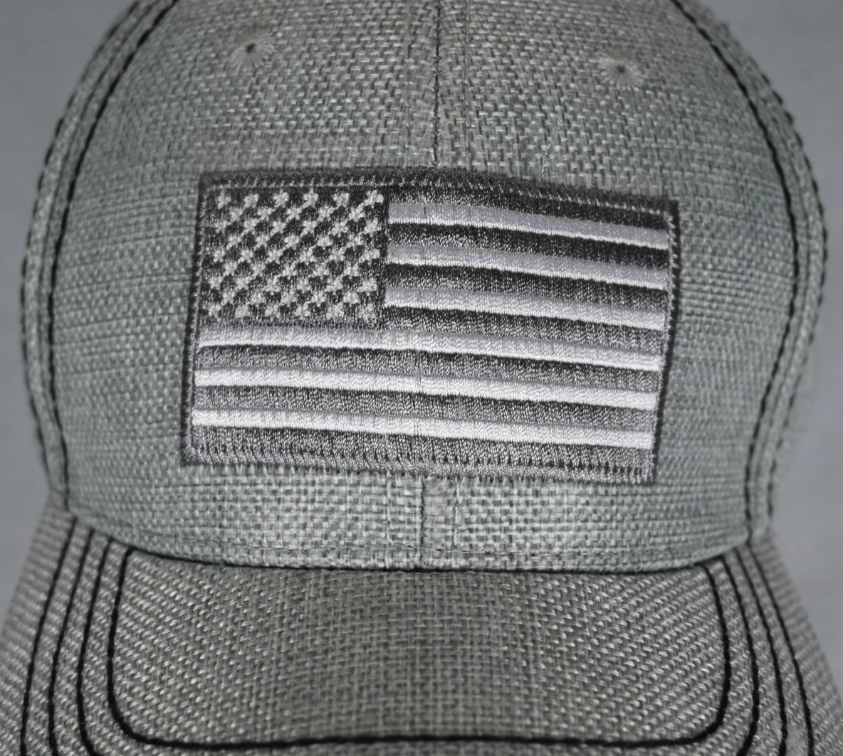 Light Gray American Flag Adjustable Snapback Hat … - image 3