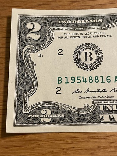 Fancy Serial Number $2 Dollar Birthday Note 2009 B 19548816 A (Aug 16, 1954 ) - Picture 4 of 16