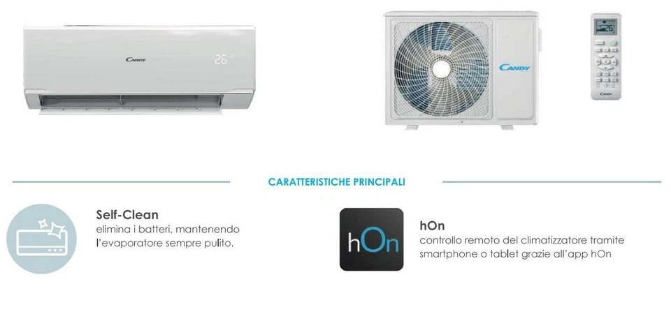 CANDY PURA CLIMITAZZATORE 9000 BTU INVERTER GAS R32 A++A+ 19DB WIFI SELF CLEAN
