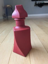 Empty Cleaned Glass Bottle Of Adictivo Anejo Tequila HandPainted Red. Home Decor