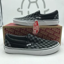 Vans - Checkerboard Classic Slip-on Shoes Black Gray Size: 5 M 6.5 W