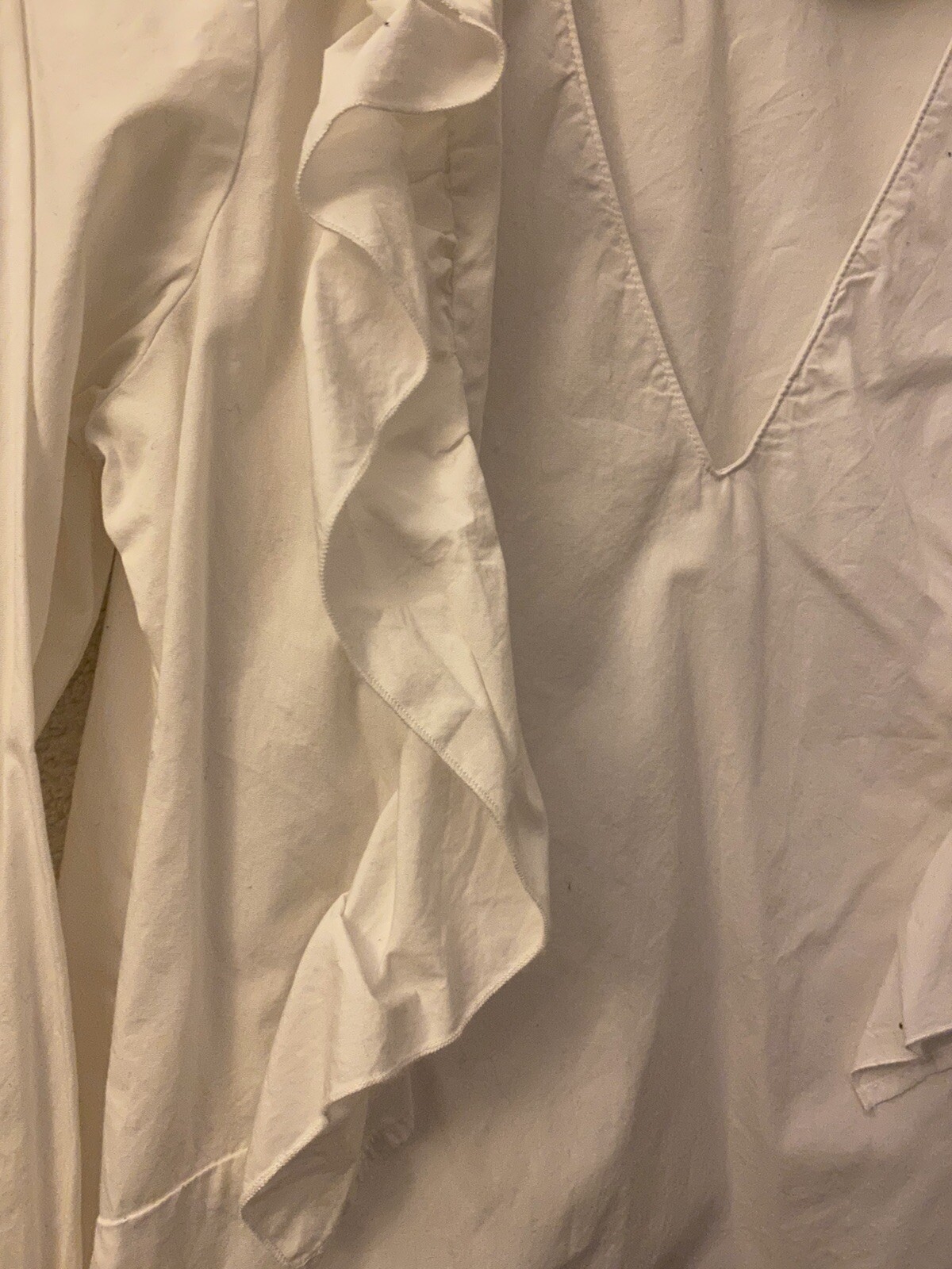 Zara Basic Collection White Ruffle V Neck Blouse … - image 4