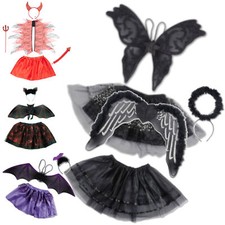 Tutu böse dunkle Fee schwarzer Engel Teufel Fledermaus Set Dracula Damen Kinder