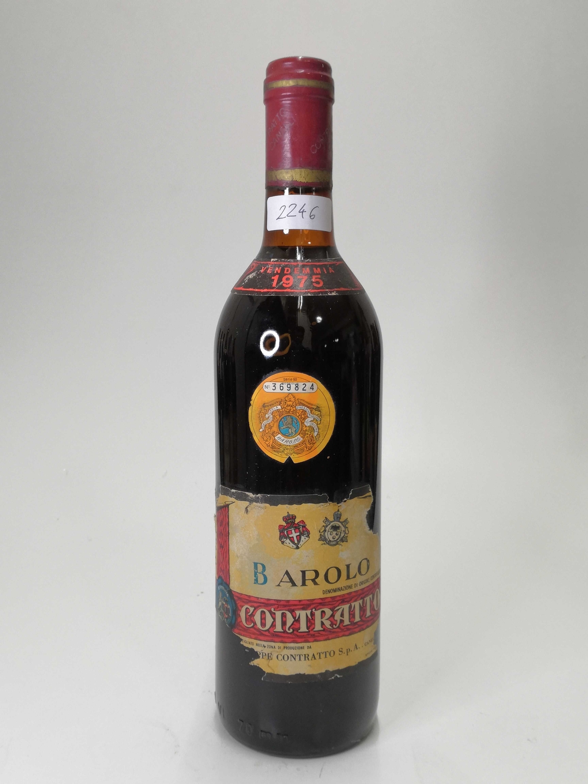 Vintage Bottle - Giuseppe Contratto Barolo 1975 0,72 lt. RUINED LABEL - COD. 224