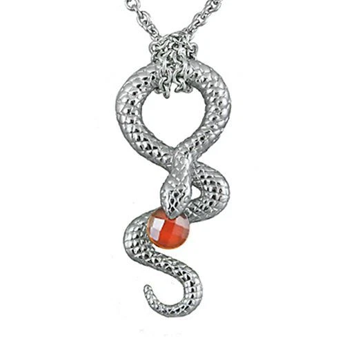 Collar Serpiente Ágata Roja Acero Inoxidable Colgante Collar Por Controse Foto 4 de 4