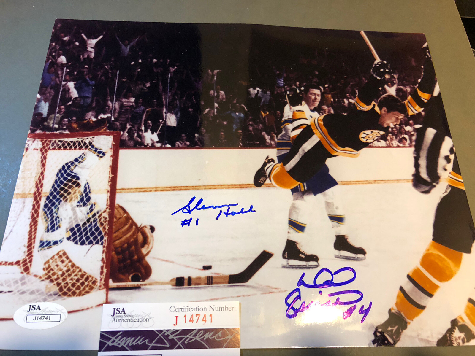 Bobby Orr Autographed Signed Boston Bruins 1970 CUP Goal COLOR 8X10 by HALL & Picard JSA COA 