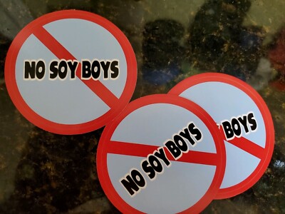 Anti SOY BOY funny Sticker 3'' Round Design PRO Testosterone ALPHA MALE