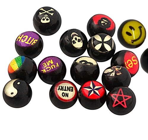 Logo Tongue Bar Piercing Short Long Logo 10mm, 12mm, 14mm, 16mm, 18mm, 20mm - Picture 2 of 4