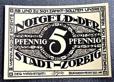 ZÖRBIG NOTGELD 5 PFENNIG 1921 EMERGENCY MONEY GERMANY BANKNOTE (33630)