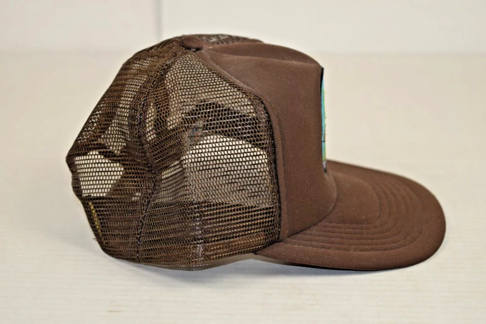 Sombrero de camionero vintage Snapback Camp Edison California años 70 80 marrón chocolate Foto 3 de 4