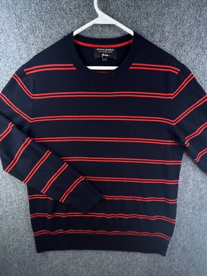 Banana Republic Baruffa Sweater Striped Blue Orange Large Knit Long Sleeve  Wool