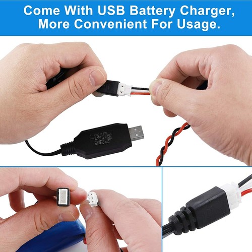 8x 1500mAh 7,4V Akku Batterie 15C SM Stecker mit USB Ladekabel für RC Auto Boot - Bild 7 von 8
