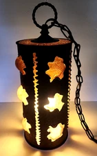 Vtg Brutalist Hanging Swag Light Mid Century Modern Metal Fredrick Cooper Style