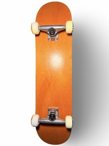 Complete Skateboard Natural Wood Deck Orange Design Manual Power Source M18