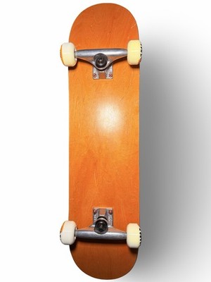 Complete Skateboard Natural Wood Deck Orange Design Manual Power Source M18