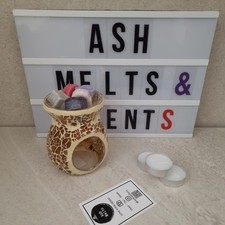Image of Large BROWN Crackle Wax Melt Burner Gift Set.