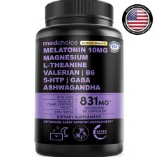 10mg Melatonin Sleep Support with Ashwagandha  GABA - 90 Capsules