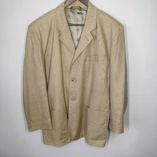 MOSA For Oaktree Blazer Mens Small Beige Linen Blend Sport Coat Pockets