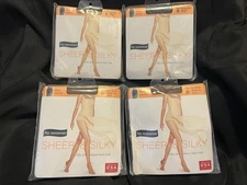 4 pr NIP No Nonsense Sheer & Silky pantyhose sz B, 3 beige/tan family, 1 black