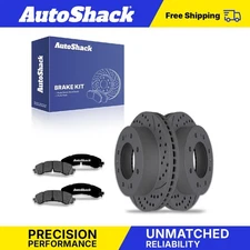 Front Drilled Slotted Brake Rotor Premium Ceramic Pad for Silverado 2500 HD