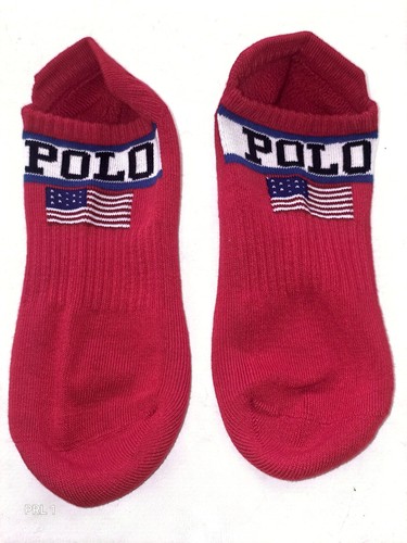 Polo Ralph Lauren Men's USA Flag Low Cut Red Sneaker Socks Size 10-13 1pr