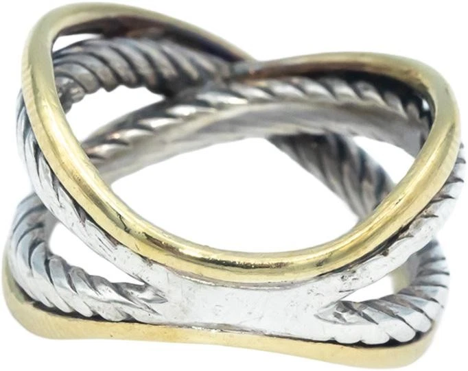 DAVID YURMAN 18k Gold & Sterling Silver Crossover Cable Band Ring Size 7.5 - Image 2 of 4