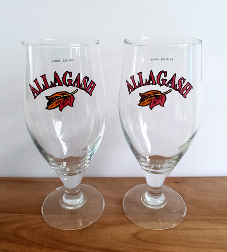 Set of 2 Allagash Beer Glasses Tulip Pilsner Craft Brewery Portland Maine Barwar