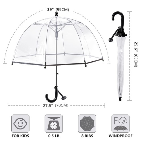 2 Pack Kids Clear Bubble Umbrella with an Easy Grip Handle, Safety Transparen... - Picture 5 of 6