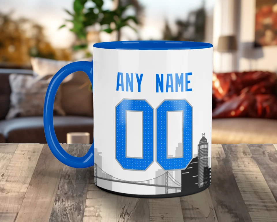 CUSTOMIZABLE Detroit Lions Skyline Jersey Mug - Any Name/Number - 11 oz. - Image 2 of 4