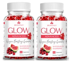 x2 Bravenly Glow 120 Gummies TOTAL Watermenlon Raspberry flavor